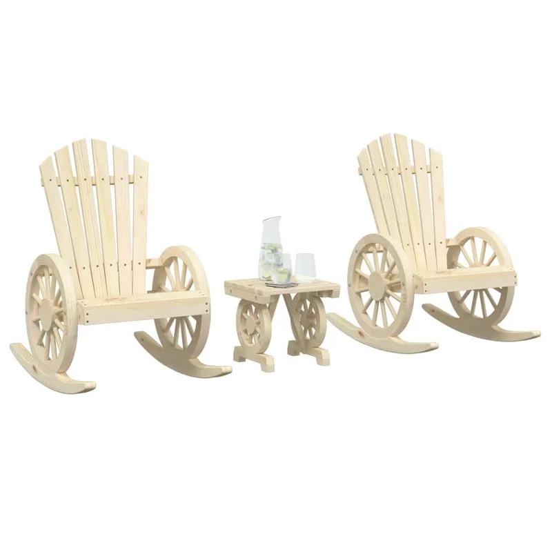 3-tlg. Garten-Lounge-Set Massivholz Tanne