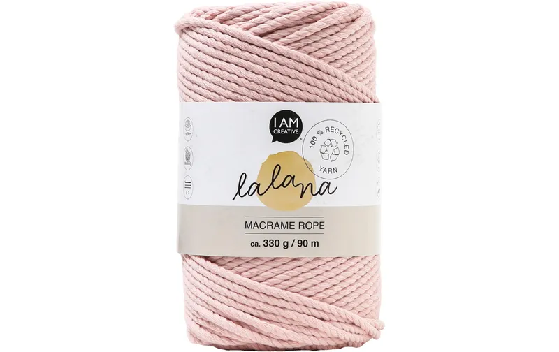 lalana Wolle Makramee Rope 3 mm, 330 g, Hellrosa