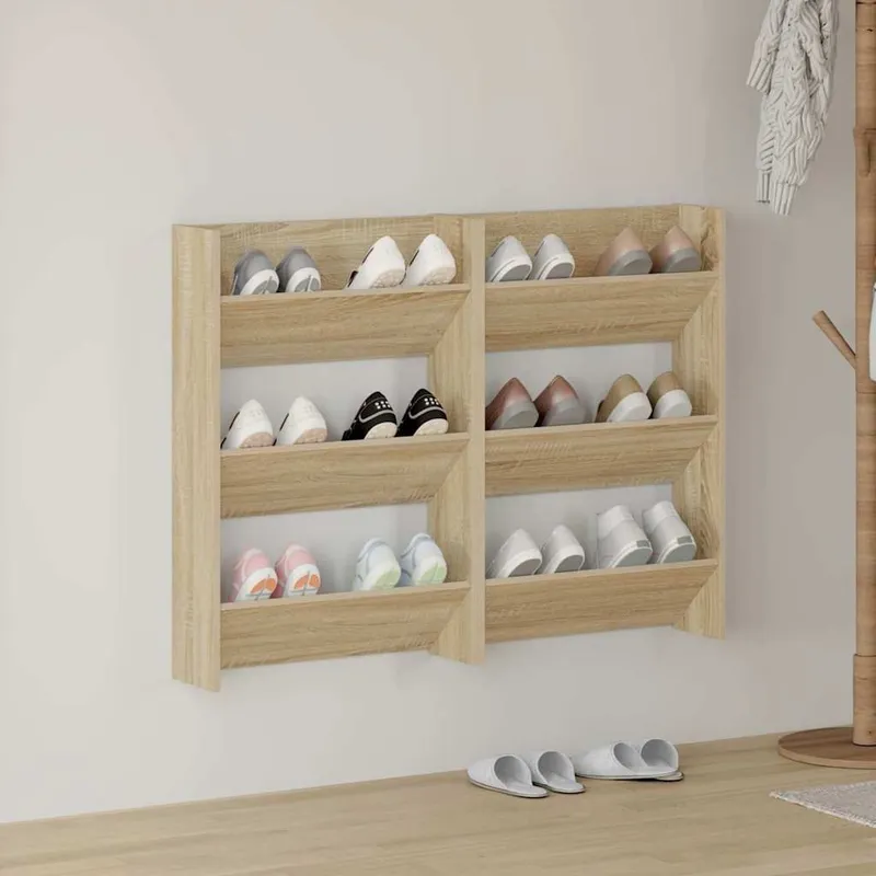 Wand-Schuhschränke 2 Stk. Sonoma-Eiche 60x18x90cm Holzwerkstoff