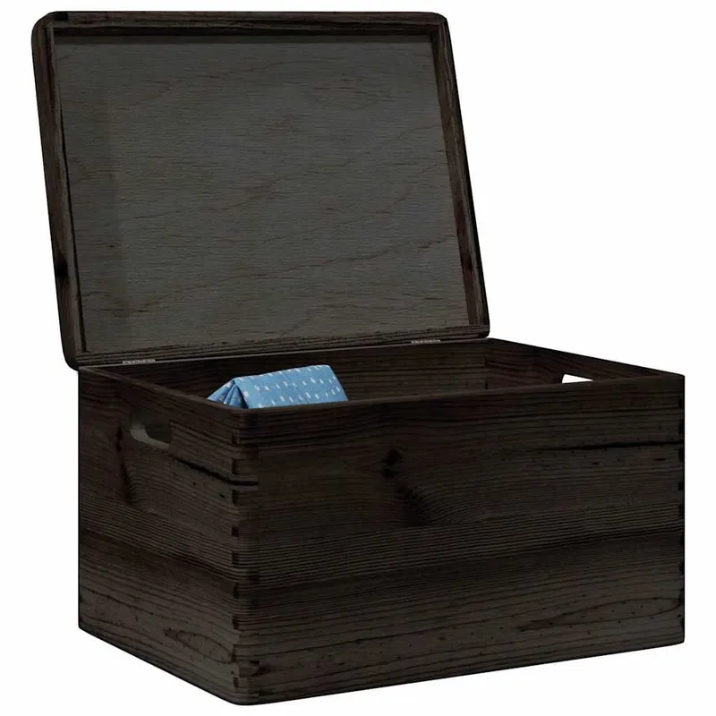 Holzkiste con Deckel e Griffen nero 40x30x23 cm legno massiccio