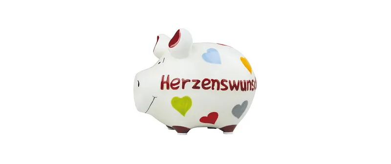 G. Wurm Spardose Herzenswunsch 12.5 x 9 x 9 cm