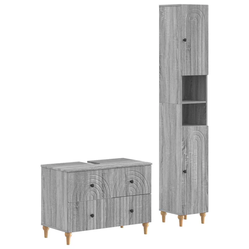 2-teiliges Badezimmer Schrank Set ALKMAAR Sonoma-Grau