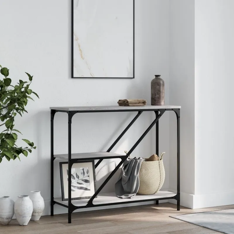 tavolo consolle grigio Sonoma 88,5x30x75 cm derivato del legno