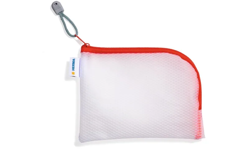 HERMA Etui Mesh Bag A6, 10.5 x 14.8 cm, Rot/Weiss