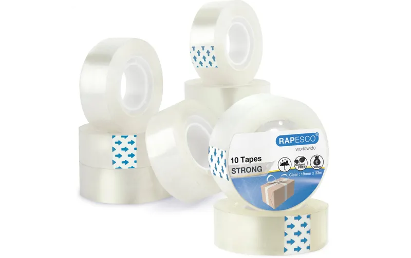 Rapesco Kleberolle 19 mm x 33 m, transparent, 10 Stück