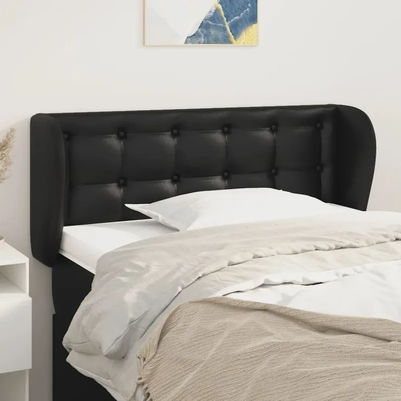 Kopfteil mit Ohren nero 93x23x78/88 cm Kunstleder