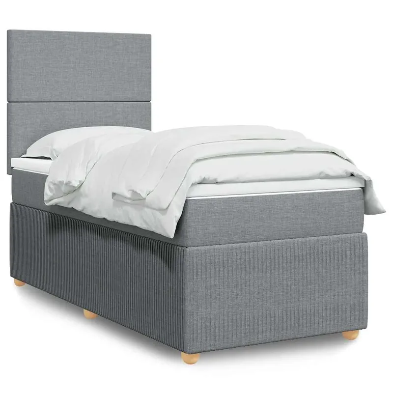 letto boxspring mit Matratze Hellgrau 80x200 cm tessuto