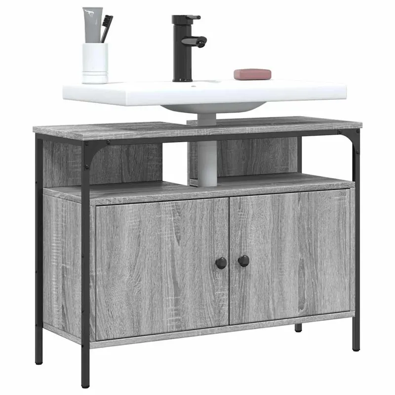 Waschbeckenunterschrank grigio Sonoma 80x30x60 cm derivato del legno