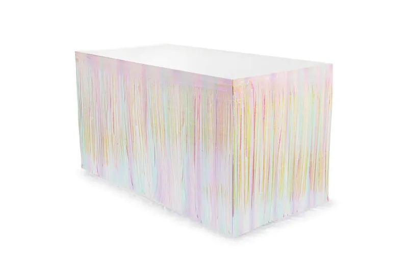 Partydeco Tischumrandung Fransen 80 x 300 cm, Irisierend
