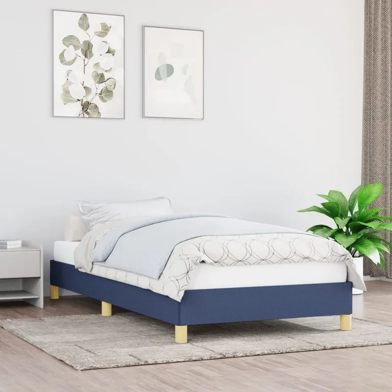 Bettgestell ohne Matratze Blau 90x190 cm Stoff