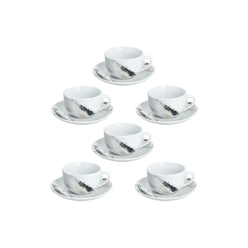 Tognana Tasse Café Poivre 220 ml, 6 pièces, Blanc/Noir