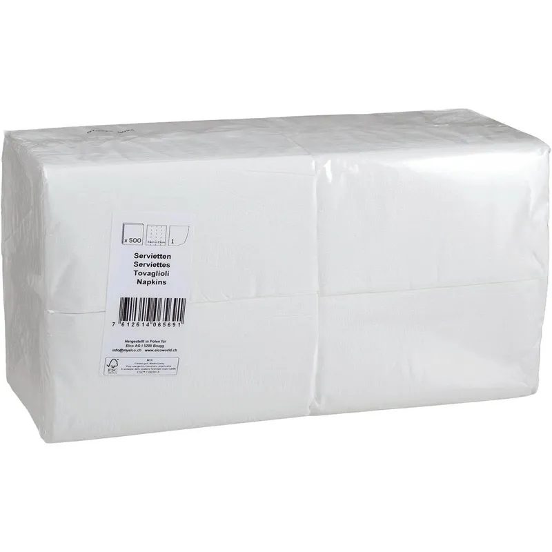 ELCO Papierservietten 33 cm x 33 cm, blanc, 500 pièces