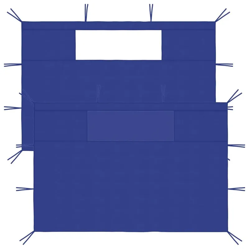 Pavillon-Seitenwände mit Fenstern 2 Stk. Blau