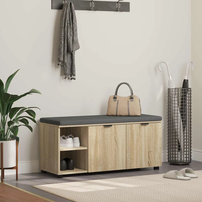 Banc d'entrée avec coussin Chêne Sonoma 100 x 38 x 46 cm