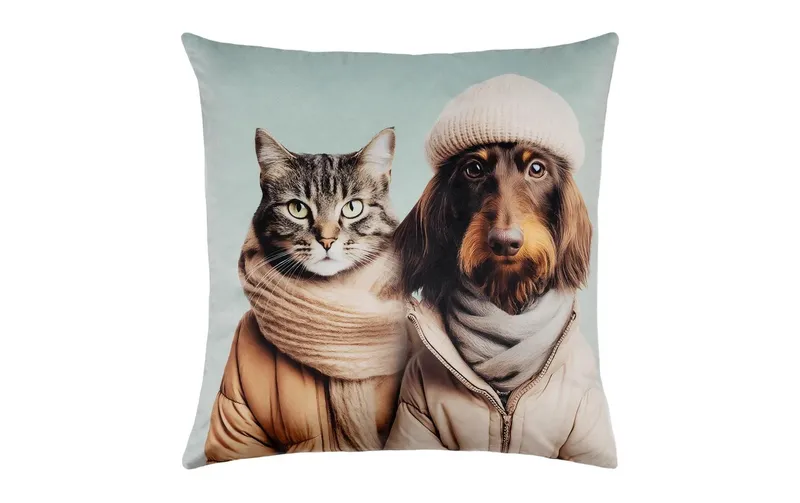 pad Kissenbezug Cat Loves Dog Mint, ca. 45 x 45 cm