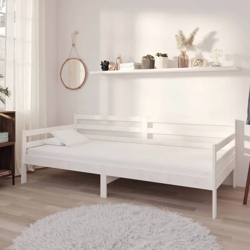 Tagesbett mit Matratze 90x200 cm bianco Kiefer Massivholz
