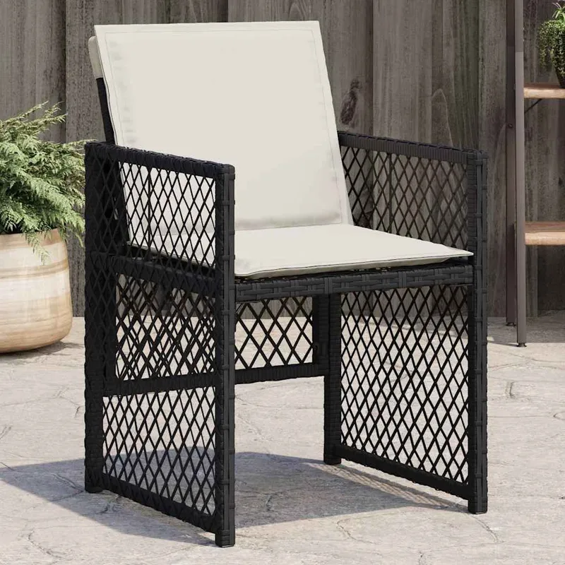 Gartenstühle mit Kissen 4 Stk. Schwarz Poly Rattan