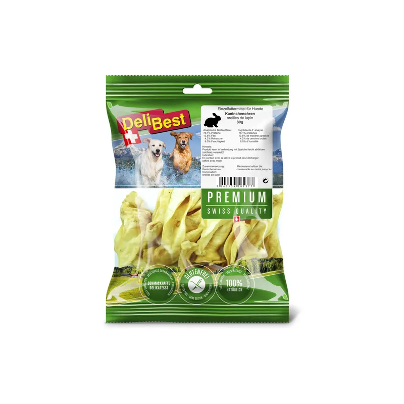 DeliBest Kausnack Premium Kaninchenohren gourmet 80 g
