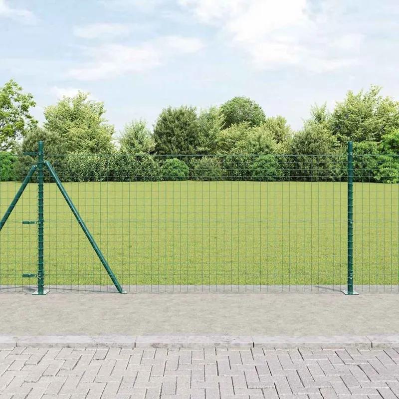 Poteau de clôture avec base en béton 7 pc Vert