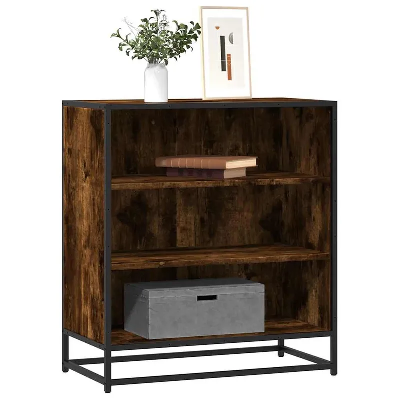 Credenza in rovere affumicato 68x35x76 cm in legno ingegnerizzato e metallo