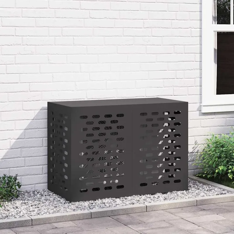 Klimaanlagenabdeckung Schwarz 100 x 50 x 70 cm Verzinkter Stahl