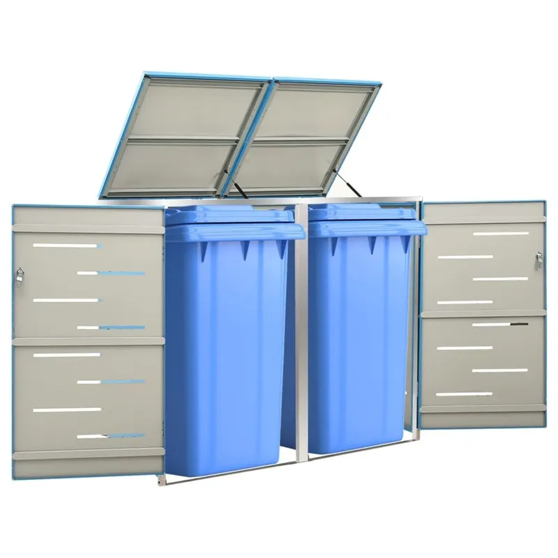 Abri pour deux poubelles 138x77,5x115 cm Inox