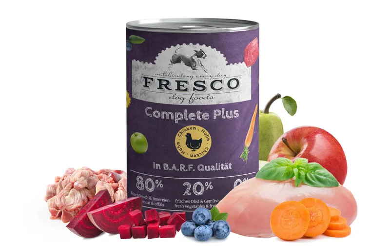 FRESCO Nassfutter Complete Plus Huhn mit Gemüse und Obst 800 g