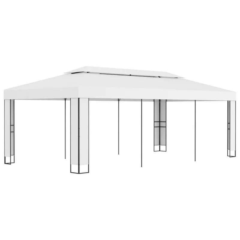 Pavillon mit Doppeldach 3 x 6 m Weiß