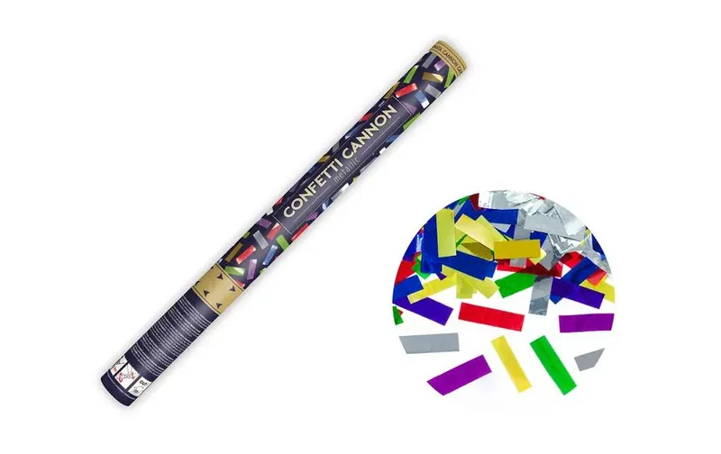 Partydeco Konfettikanone Streifen farbig, 60 cm