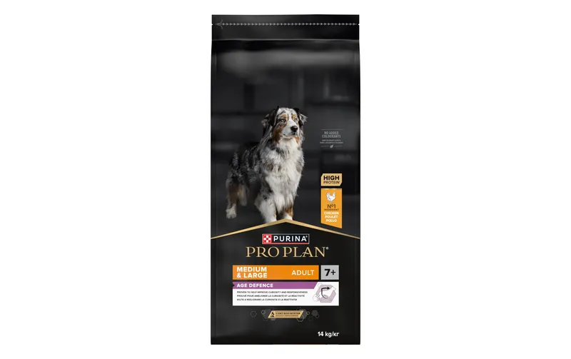 Purina Pro Plan Trockenfutter M/L Adult 7+ Age Defense Huhn, 14 kg