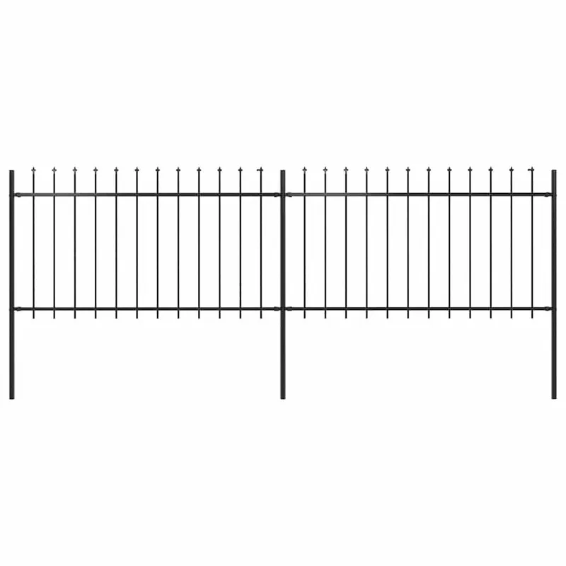 Gartenzaun mit Speerspitze Stahl 337 x 100 cm Schwarz