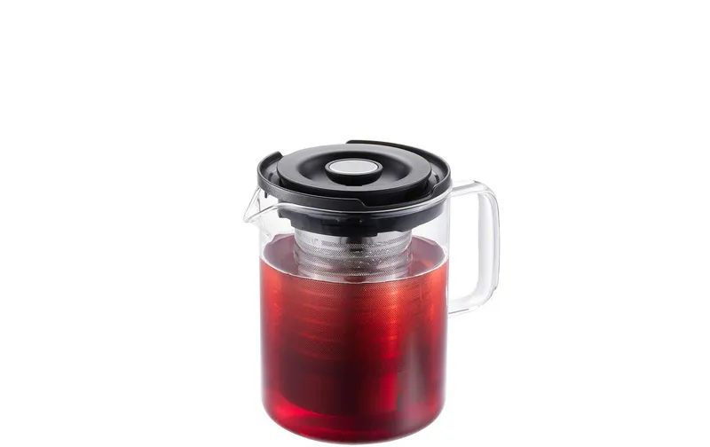 GEFU Teekanne T-Prep 0.8 l, trasparente/nero/Silber