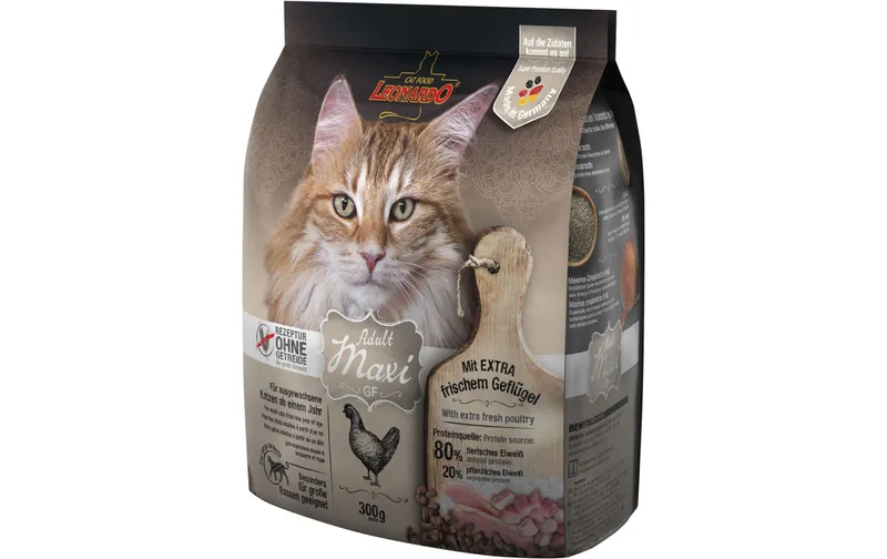 Leonardo Cat Food Trockenfutter Adult getreidefrei Maxi, 300 g