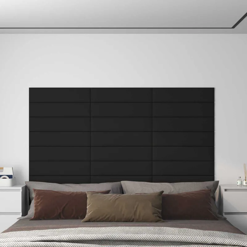 Tête de lit murale 12 pc 60 x 15 cm Noir tissu