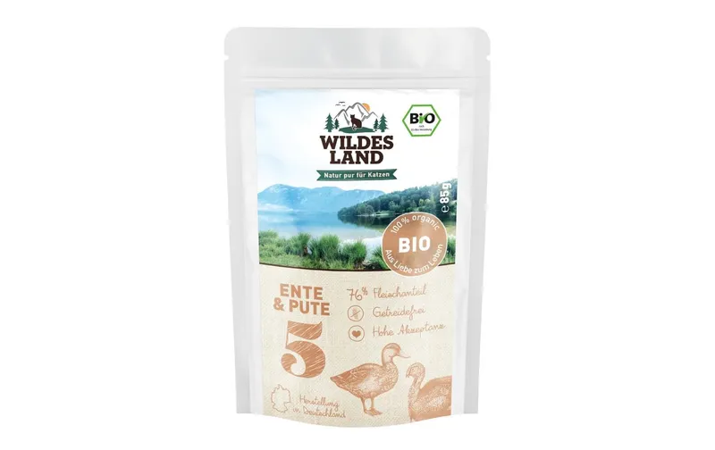 Wildes Land Nassfutter Adult BIO Ente & Pute 12 x 85 g