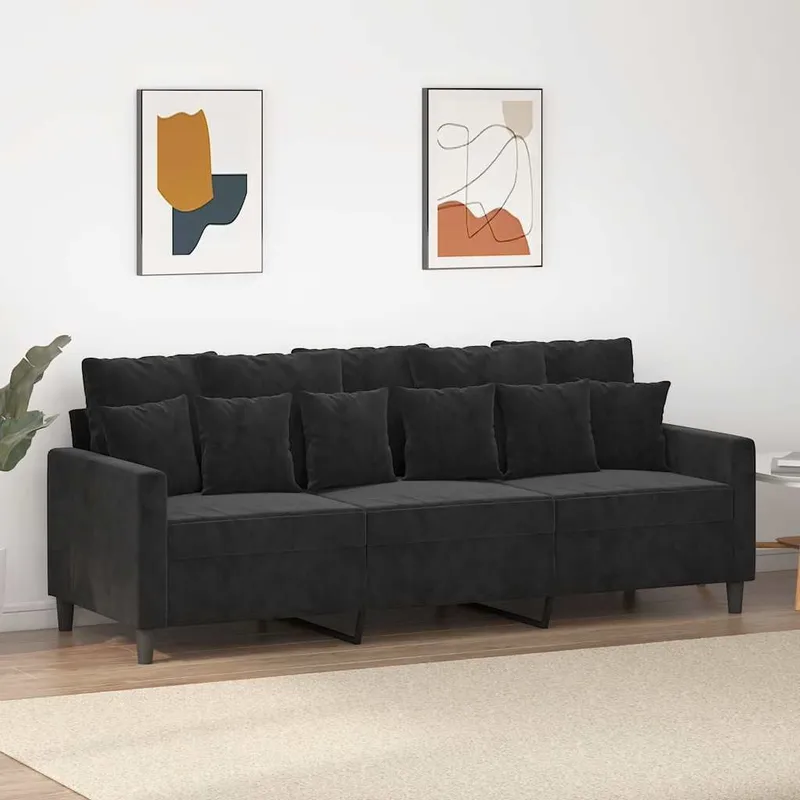 3-Sitzer-Sofa nero 180 cm Samt