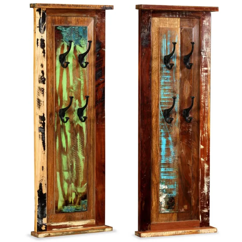 Porte-manteau 2 pcs Bois de récupération massif 38x100 cm