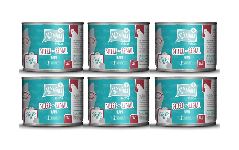 Mjamjam VetCat Nassfutter Niere-Renal Huhn, 6 x 200g