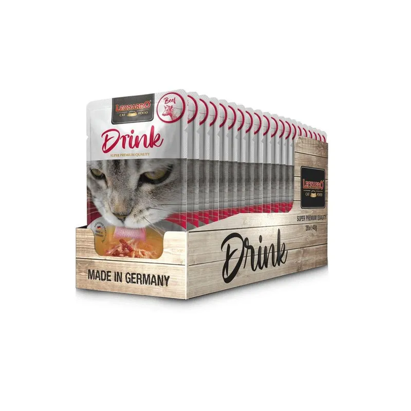 Leonardo Cat Food Katzen-Snack Drink Rind, 20 x 40 g