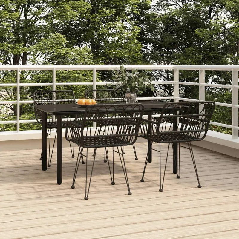 5-tlg. Garten-Essgruppe Schwarz Poly Rattan