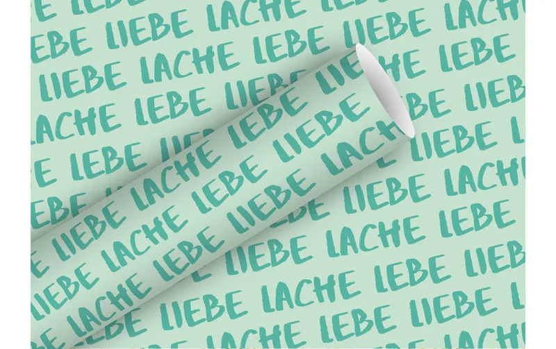 brun + Company Geschenkpapier Lebe Liebe 2 m x 70 cm, Türkis