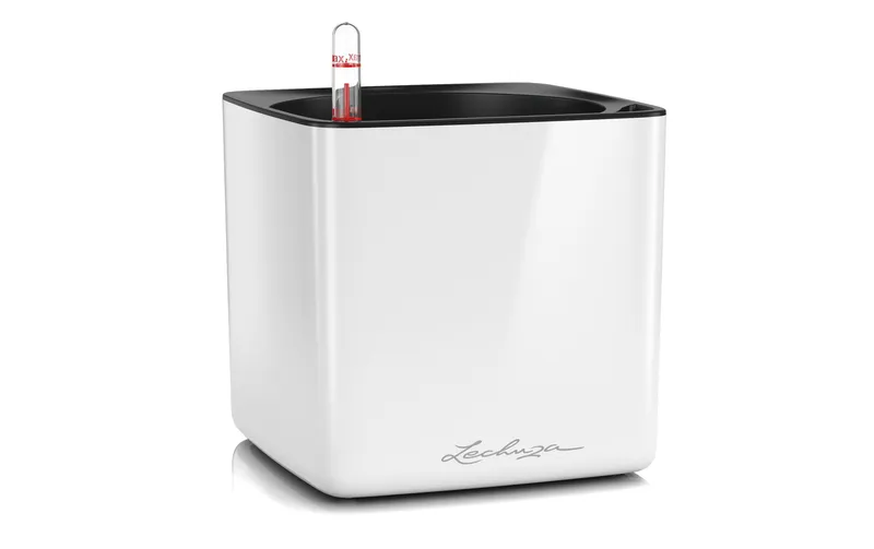 Lechuza Blumentopf CUBE Glossy 16 Weiss glanz