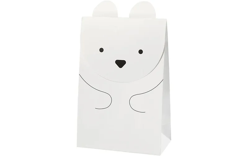 Creativ Company Geschenktüte Eisbär 6 x 12 x 18 cm, 6 pièces, blanc