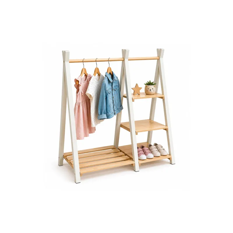 relaxdays Garderobenständer x , Weiss/Braun