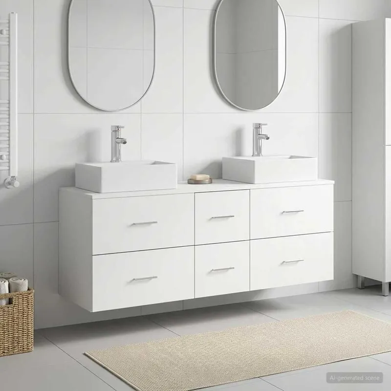Ensemble d'armoire de salle de bain 3 pc Blanc