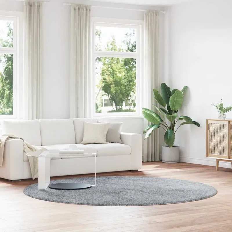 Teppich Shaggy Hochflor NAVARRA Hellgrau 240x240 cm Polyester