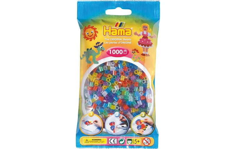 Hama Bügelperlen mit Glitter 1000 Stk. Transparent