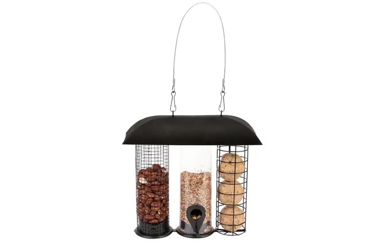 Esschert Design Futtersilo 3-in-1 Kunsttessuto Metall nero 25 cm
