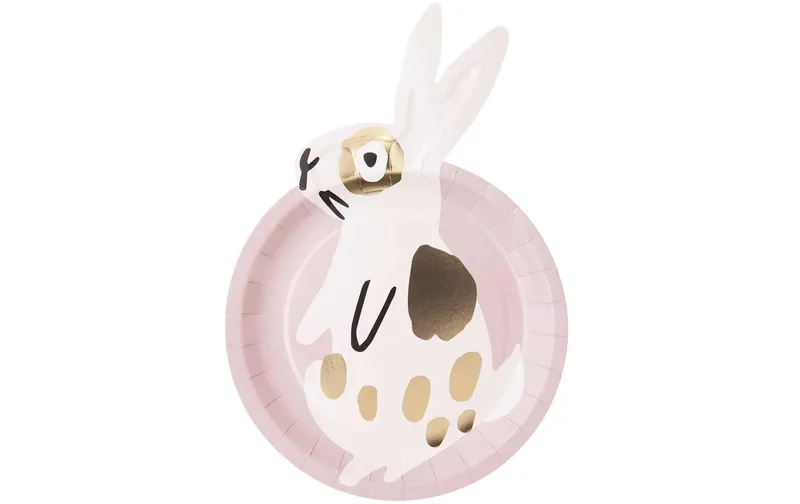 Rico Design Teller Hase, Rosa/Gold, 12 pieces