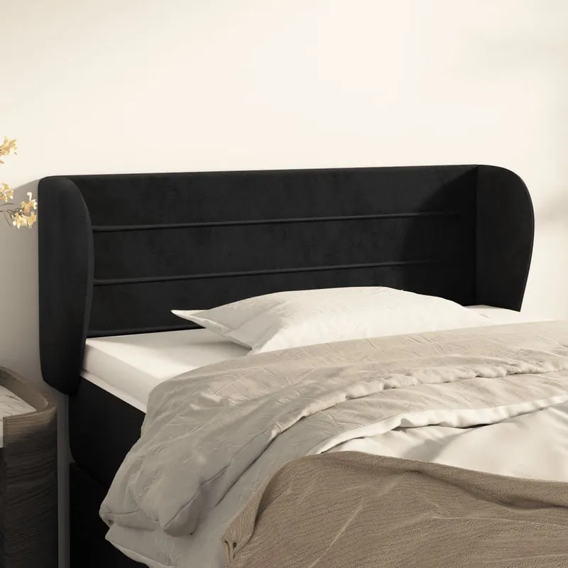 Kopfteil mit Ohren nero 103x23x78/88 cm Samt